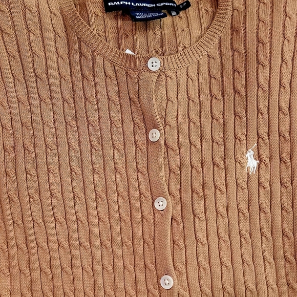 Ralph Lauren Sport/Camel Cable Knit Cardigan/Small/NWT/White Embroidered Polo - Picture 7 of 9